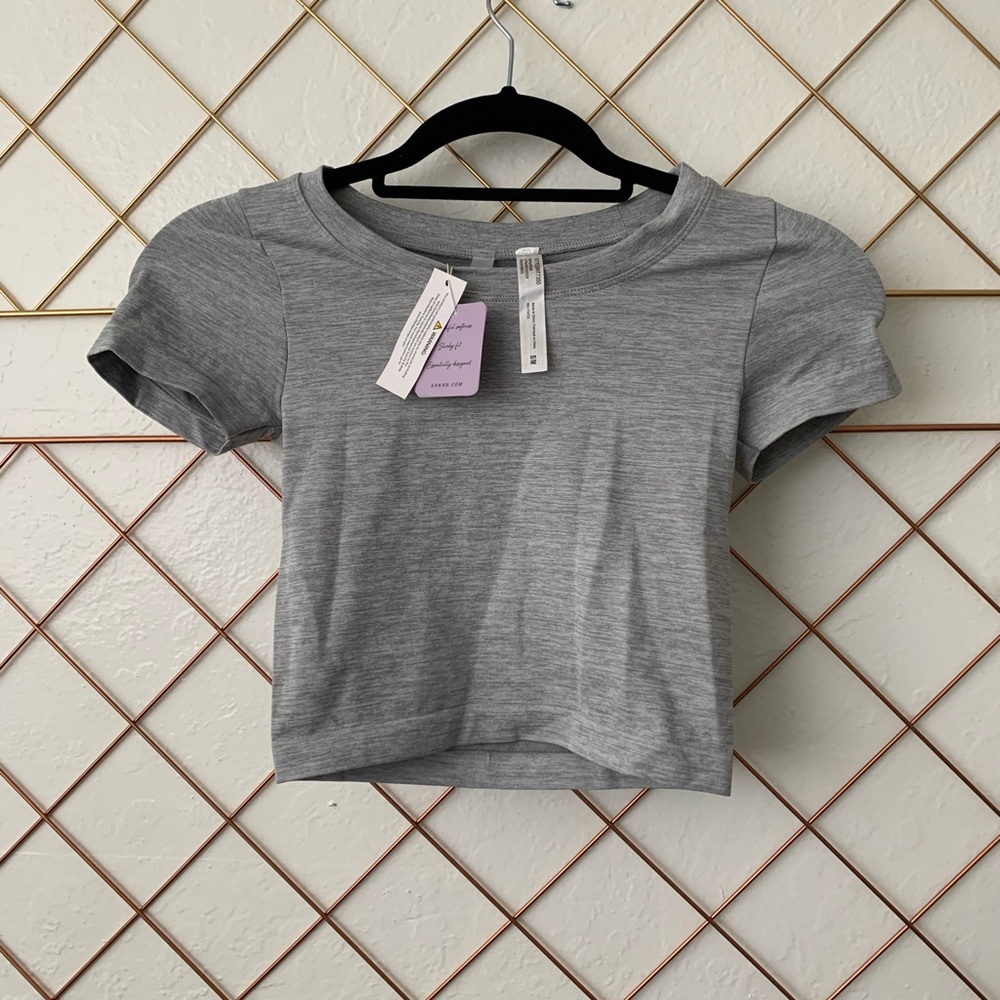 Grey Cropped Workout Top